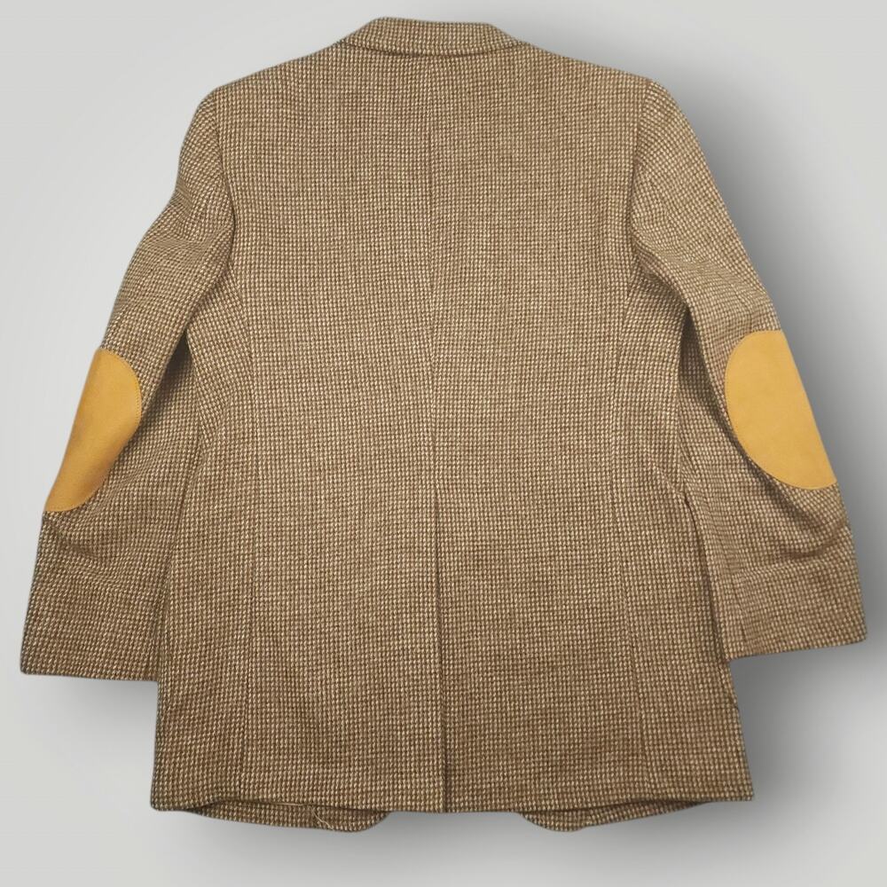 Vtg 80s Ivy Style Tweed Wool Barleycorn Sport Coat Mens 40R Elbow Patch Pocket - Picture 3 of 12